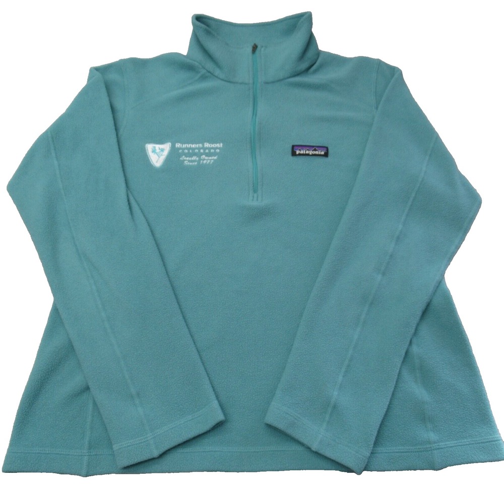 Patagonia Sweatshirt Womens Medium Micro D Fleece Teal 1/4 Zip Pullover LOGO